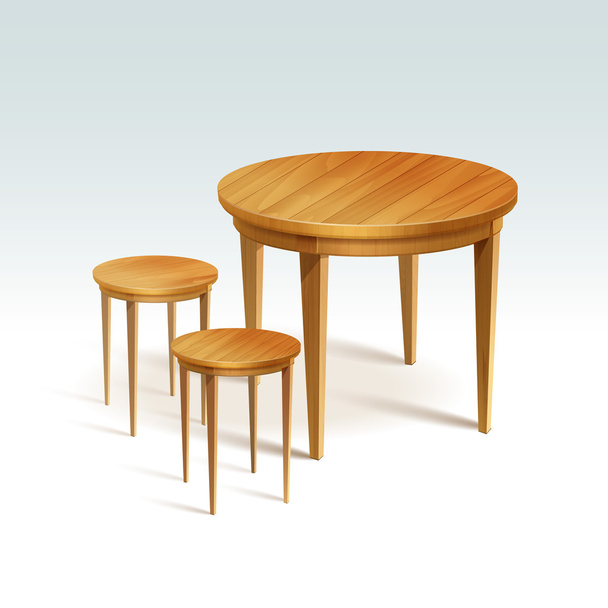 vektor üres kerek fa asztal két székkel - Vektor, kép