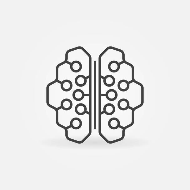Neuron Connections in Human Brain outline vector concept icon - Vetor, Imagem