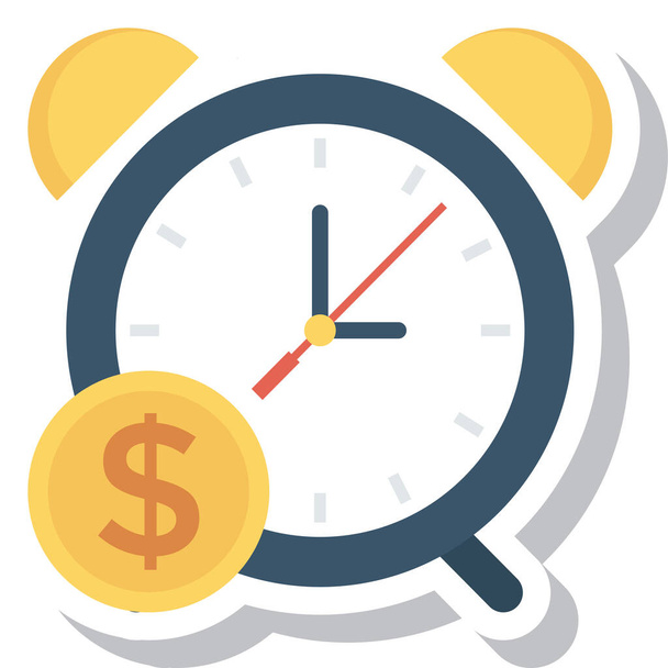 Bargeld-Uhr-Deadline-Symbol im flachen Stil - Vektor, Bild
