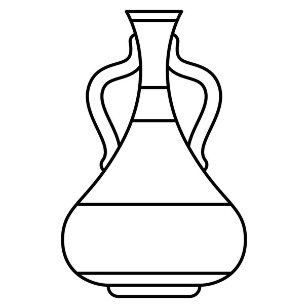 Une amphore avec un cou étroit et un fond large. Vase en céramique avec deux poignées latérales. Icône vectorielle, contour, isolé - Vecteur, image