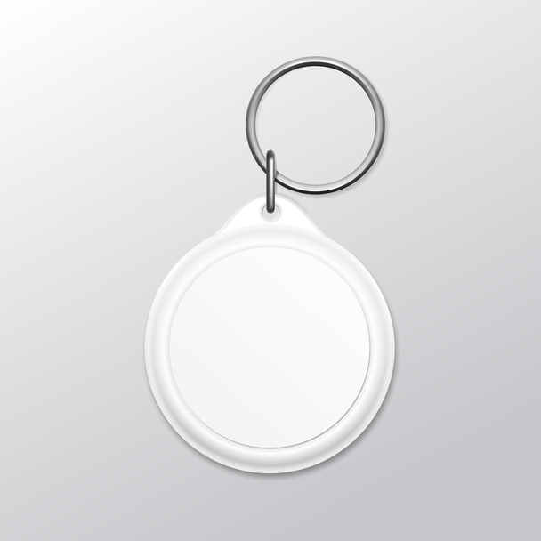 Llavero redondo en blanco con anillo y cadena para llave
 - Vector, imagen