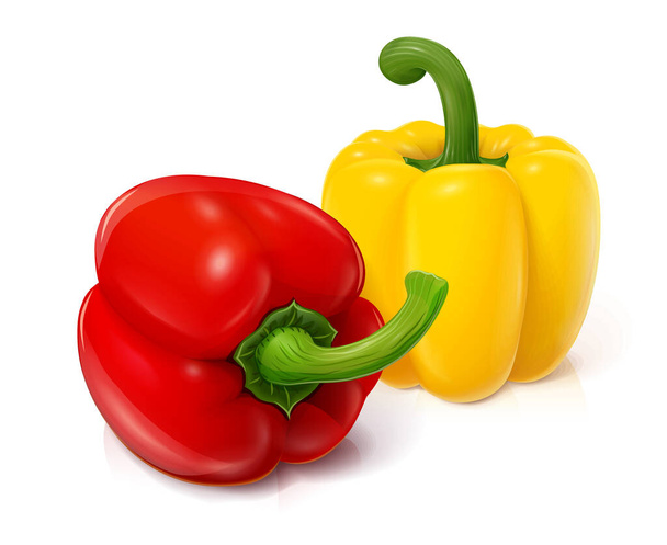 Yellow and red sweet pepper. Natural vegetable. Vector. - Вектор,изображение