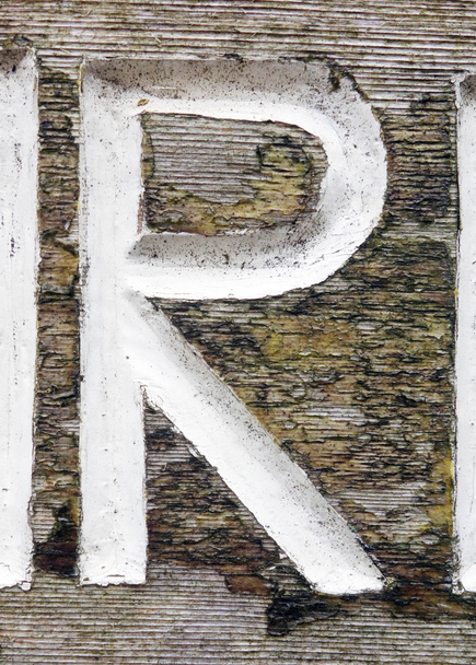 Uma redação escrita em estado angustiado Tipografia encontrada Carta r - Foto, Imagem