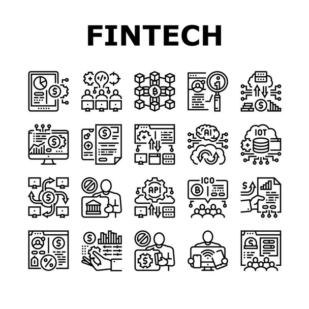 Fintech Financial Technology Icons Set Vector - Vector, Image