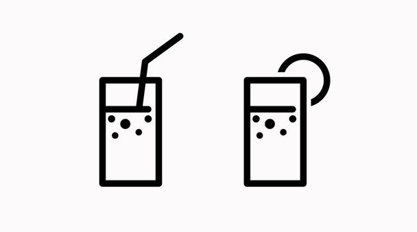 Getränke Icon Set vorhanden. Vektor isoliert Rücken und weiße Reihe von verschiedenen Getränken - Vektor, Bild