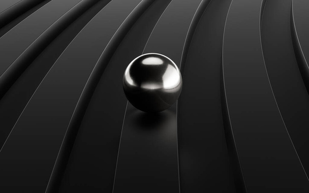 Fondo de pista de metal negro, renderizado 3D. Dibujo digital informático. - Foto, imagen