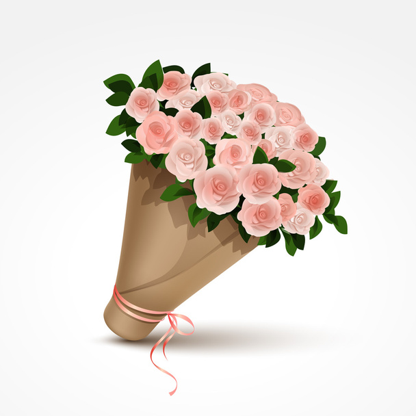 分離されたピンクのバラの花束 - ベクター画像
