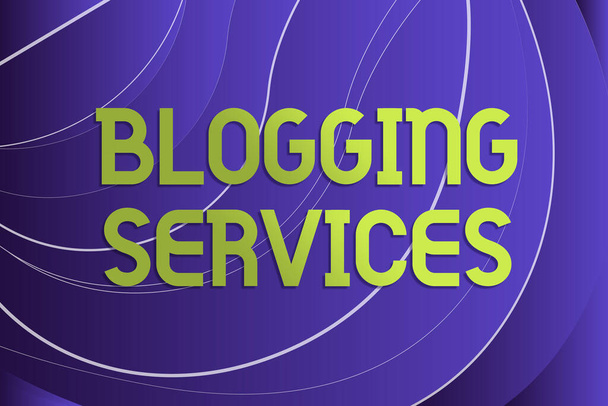 Szöveges Blogolási szolgáltatások megjelenítése. Üzleti megközelítés Közösségi hálózati létesítmény Informatív újságírás Line Illusztrált hátterek különböző formák és színek. - Fotó, kép