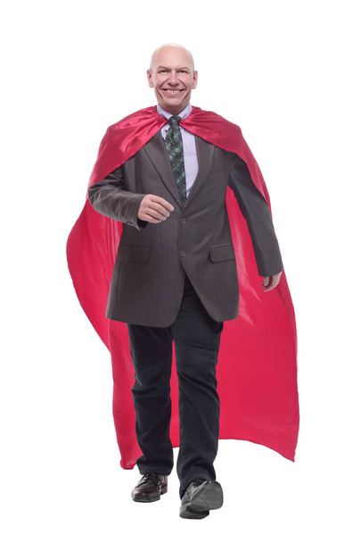 business man in a superhero raincoat. isolated on a white - Photo, image