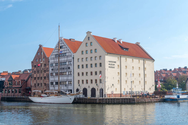 Gdansk, Poland - August 16, 2021: The National Maritime Museum on Motlawa river. - Фото, изображение