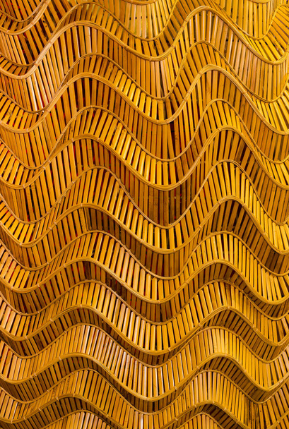 nowoczesny styl wzór natura tło fali brązowy rękodzieło splot tekstury bambusowa powierzchnia dekoracyjne ściany - Zdjęcie, obraz
