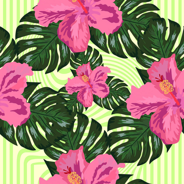 Floral exotic tropical seamless pattern tropic hawaiian wallpaper. Botanical print. Modern floral background. - Vektor, Bild