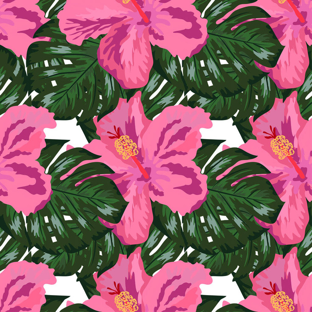 Floral exotic tropical seamless pattern tropic hawaiian wallpaper. Botanical print. Modern floral background. - Vektor, kép
