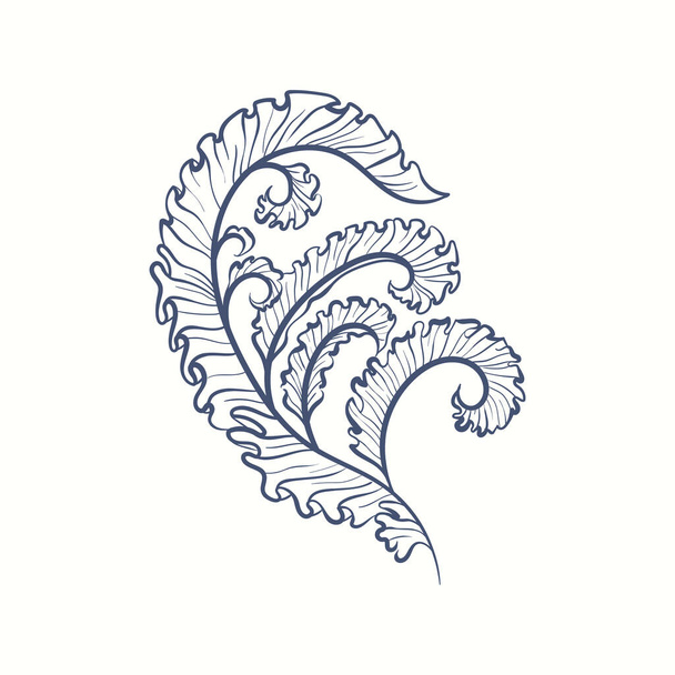 Algensilhouetten. Unterwasser-Korallenriff, handgezeichnete Seetang-Pflanze, isolierte Meereskräuter im Freien Ozean. - Vektor, Bild