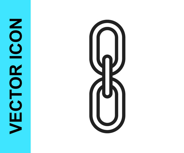 Zwarte lijn Chain link pictogram geïsoleerd op witte achtergrond. Link alleenstaand. Hyperlink kettingsymbool. Vector - Vector, afbeelding