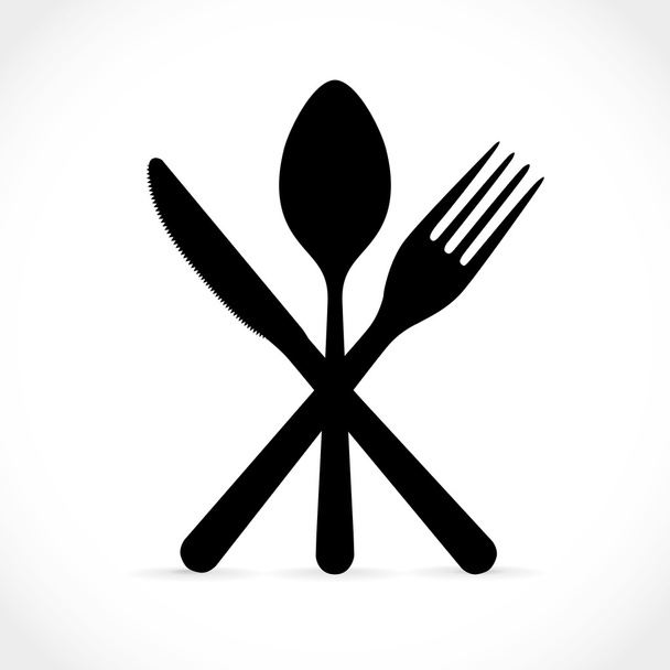 Crossed fork over knife and spoon - Vector, Image