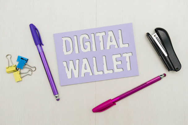 Inspiration showing sign Digital Wallet. Business overview a financial account that allows creating an online transaction Flashy School Office Supplies, Teaching Learning Collections, Writing Tools, - Photo, Image