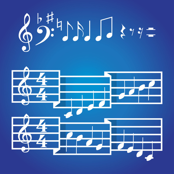 Musical scale and bars with notes - Vector, Image