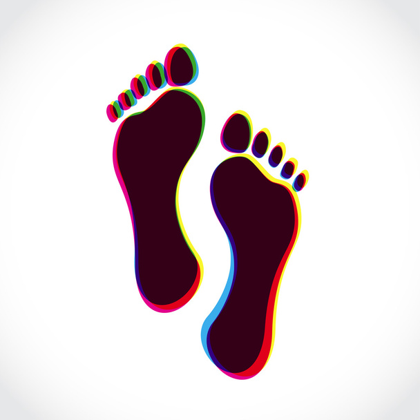 Footprints in flat design - Vector, Image