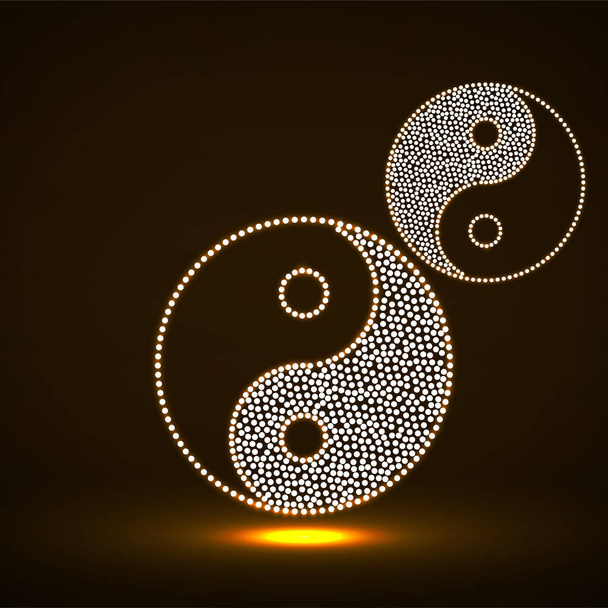 Symbole néon abstrait Yin yang de points, harmonie et équilibre. Signe lumineux Yin yang harmonie et équilibre. Illustration vectorielle - Vecteur, image