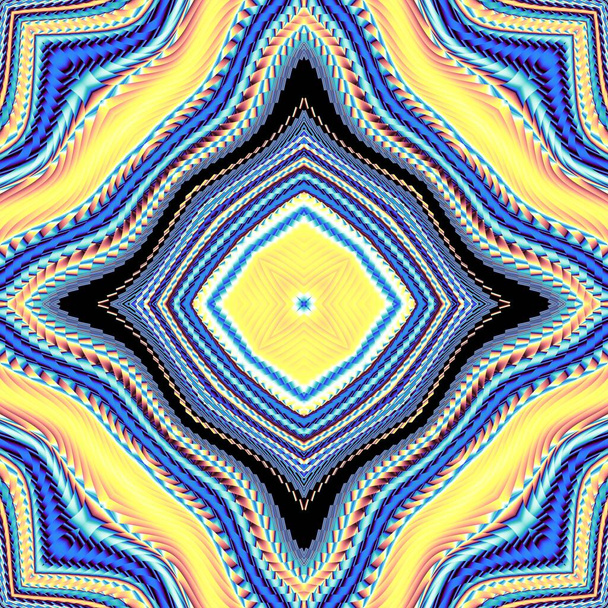 Patrón fractal digital abstracto. Patrón geométrico cuadrado simétrico en estilo azteca. - Foto, imagen