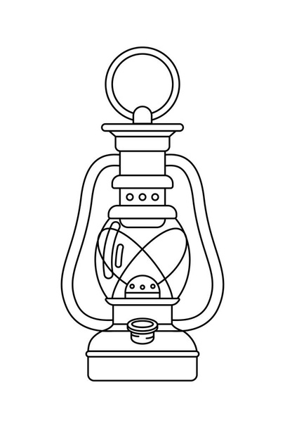Linterna de queroseno. Imagen para colorear. - Vector, Imagen