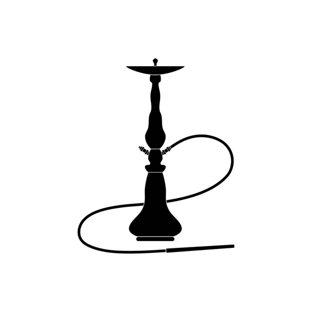 The hookah icon is a smoking device in the form of a flat black pattern on a white background. Vector image. - Wektor, obraz