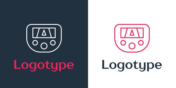Logotype line Gps eszköz térkép ikon elszigetelt fehér alapon. Logó tervezési sablon elem. Vektor. - Vektor, kép