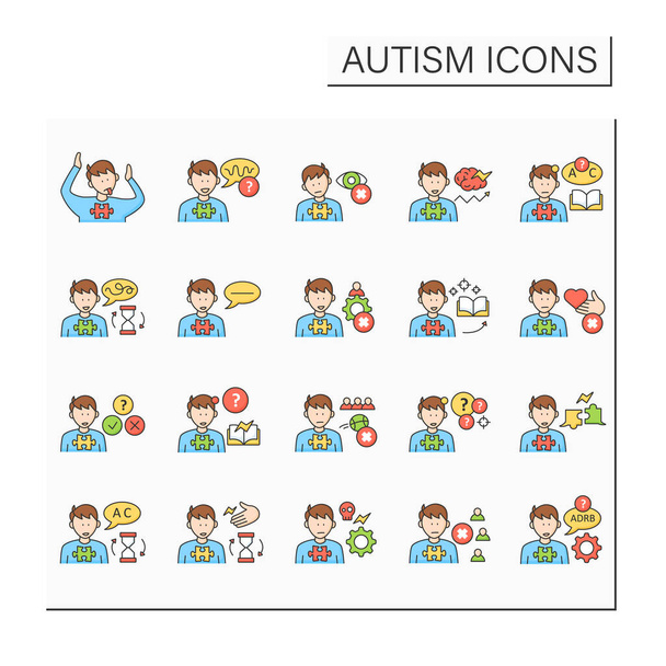 Farbsymbole für Autismus-Spektrum-Störung gesetzt - Vektor, Bild