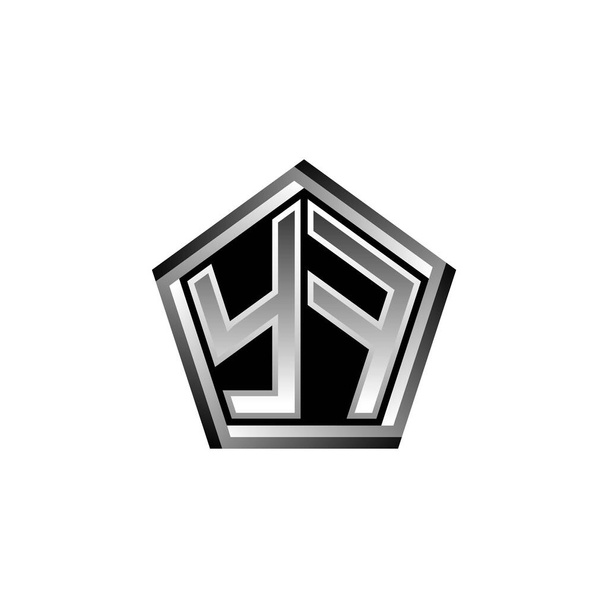 YF Monogram logo kirjain moderni geometrinen hopea tyyli suunnittelu. Geometrinen muoto pyöristetty, ympyrä suorakulmio ja kolmio muoto logo suunnittelu - Vektori, kuva
