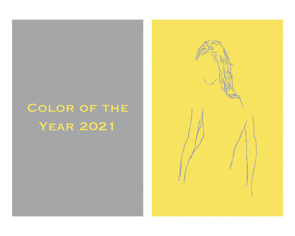 Η μορφή μιας γυναίκας στην εικόνα. Ένα σχέδιο σε μοντέρνο κίτρινο και γκρι για πλαισιωμένες τοιχογραφίες, πίνακες, αφίσες, εσωτερική διακόσμηση. - Διάνυσμα, εικόνα