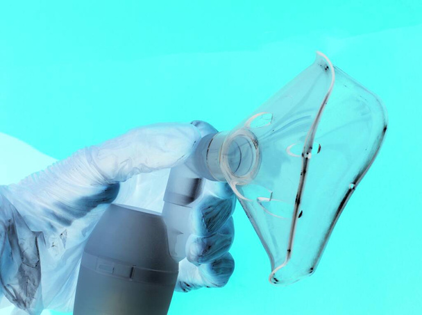 Close up of a Cpap mask concept of cure for respiratory disease. - Zdjęcie, obraz