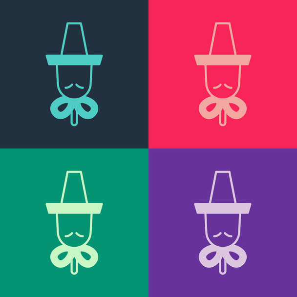 Pop art Traditional korean hat icon isolated on color background. Vector - Vector, Image