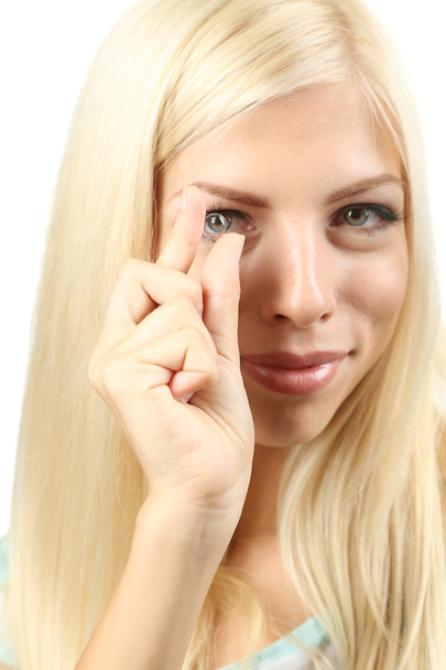 Young woman with contact lens - Foto, Imagen
