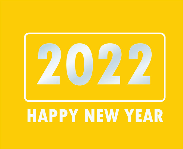 Happy New Year 2022 Holiday Abstract Design Vector Illustration White With Yellow Background - Vektor, Bild