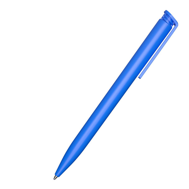 Blue Ballpoint Pen isolated on white background. 3d illustration - Fotografie, Obrázek