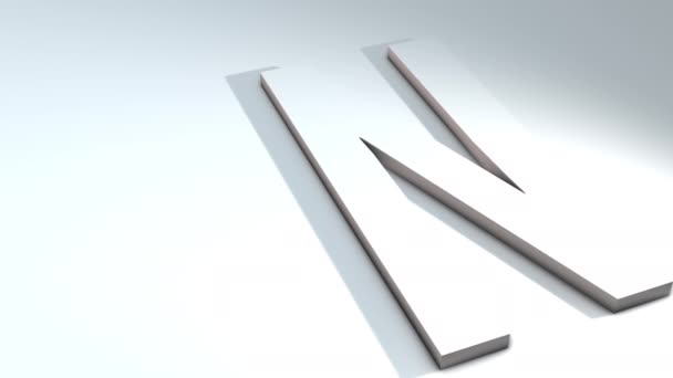 3D animation ενός γράμματος του αλφαβήτου - N - 3d animation μοντέλο σε λευκό φόντο - Πλάνα, βίντεο
