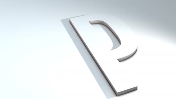 3d animatie van een letter van het alfabet - P - 3d animatiemodel op een witte achtergrond - Video