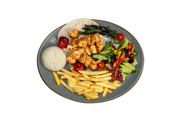 grilled chicken in a serving plate on isolated white background - Photo, Image