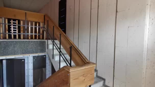 Interior of retro feel. 1st floor staircase overlooking from 2nd floor - Footage, Video