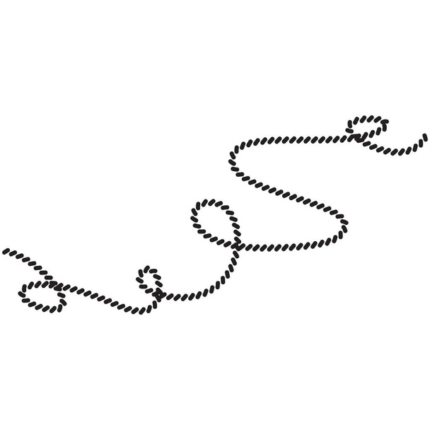 Loopt en golvend garen of touw als rand van frame in mariene illustratie - Vector, afbeelding