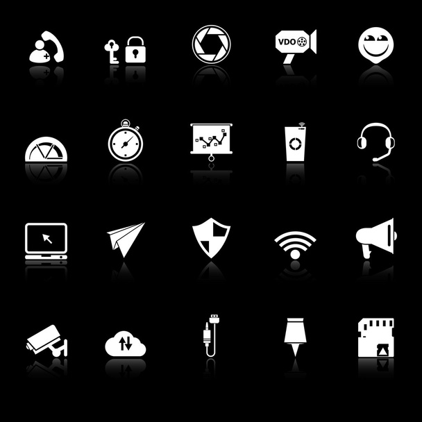 Smart phone screen icons with reflect on black background - Vektor, obrázek
