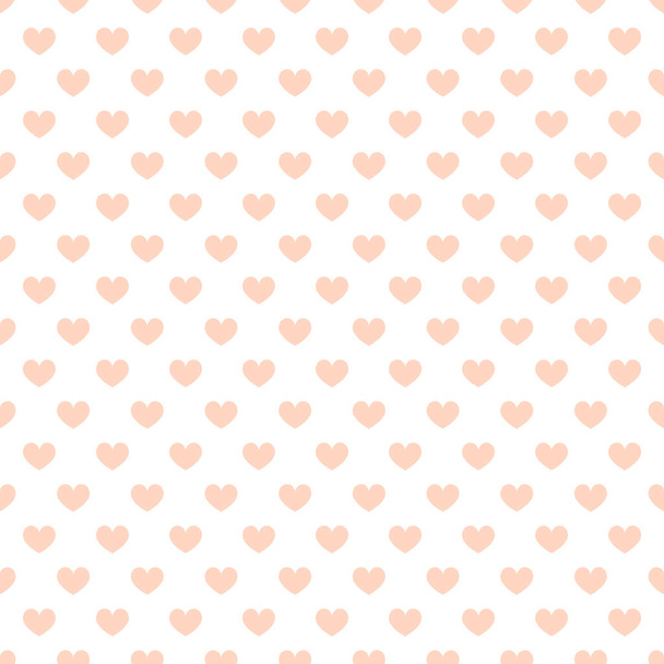 Perzik en wit hart patroon ontwerp achtergrond - Vector, afbeelding
