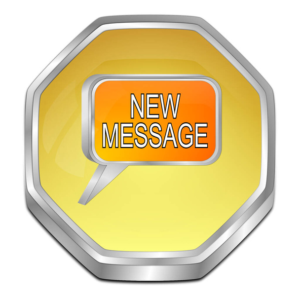 new Message Button gold orange - 3D illustration - Foto, afbeelding