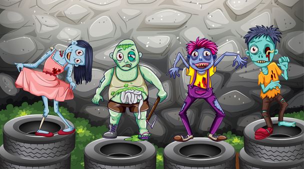 Skupina zombie - Vektor, obrázek