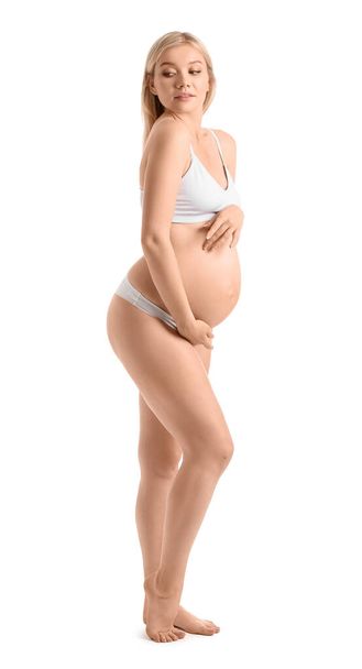 Beautiful pregnant woman on white background - Fotografie, Obrázek