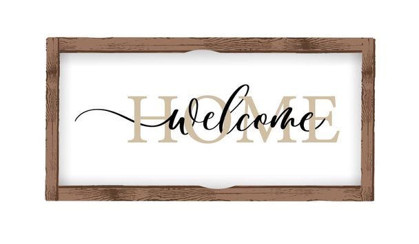 Welcome Home - inscription calligraphique aux lignes lisses - Vecteur, image