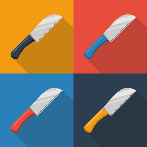 Knifes on color backgrounds. Vector illustration. - Vecteur, image