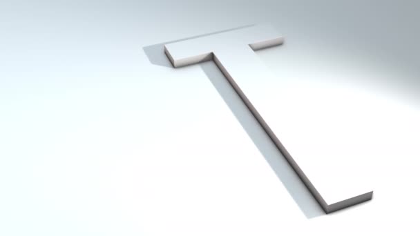 3D animation ενός γράμματος του αλφαβήτου - T - 3d animation μοντέλο σε λευκό φόντο - Πλάνα, βίντεο