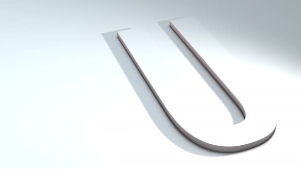 3D animation ενός γράμματος του αλφαβήτου - U - 3d animation μοντέλο σε λευκό φόντο - Πλάνα, βίντεο